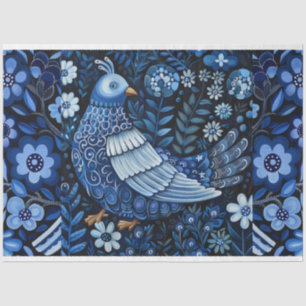 Papel De Seda Decoración de color de las aves azules inspiradas