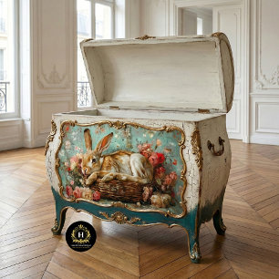 Papel De Seda Decoración de conejo vintage y cesta floral