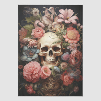 Papel De Seda Decoración de cráneo con textura floral
