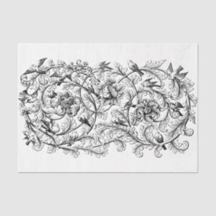 Papel De Seda Decoración de dibujos florecientes de Art Nouveau
