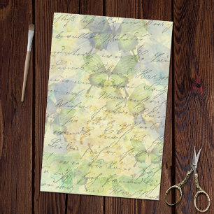 Papel De Seda Decoración de escritura a mano antigua con florido