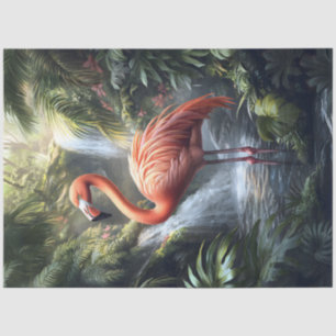 Papel De Seda Decoración de Flamingo y Cascada de la Selva