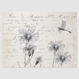 Papel De Seda Decoración de Flor Flora Silvestre de Script Franc