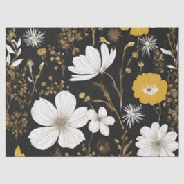 Papel De Seda Decoración de Flor Silvestre Black Gold Boho