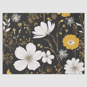 Papel De Seda Decoración de Flor Silvestre Black Gold Boho