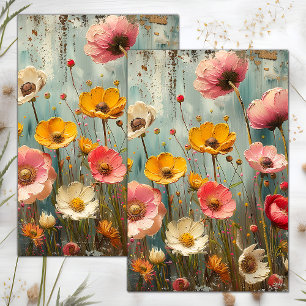 PAPEL DE SEDA DECORACIÓN DE FLORALES DESTRUIDAS DE GRUNGE