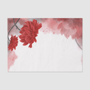 Papel De Seda Decoración de flores rojas de color acuático