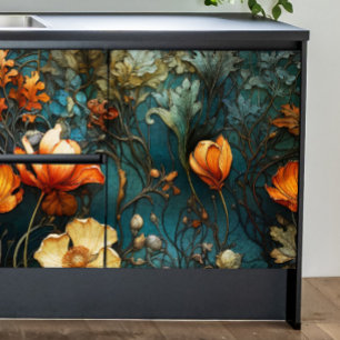 Papel De Seda Decoración de flores texturizadas en naranja y bla
