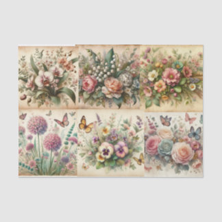 Papel De Seda Decoración de flores vintage y mariposas
