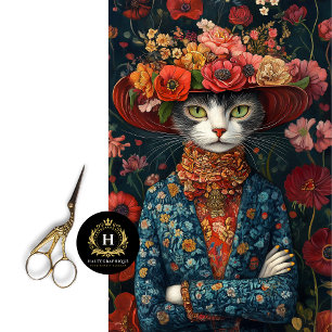 Papel De Seda Decoración de gatos florales de Country Calico