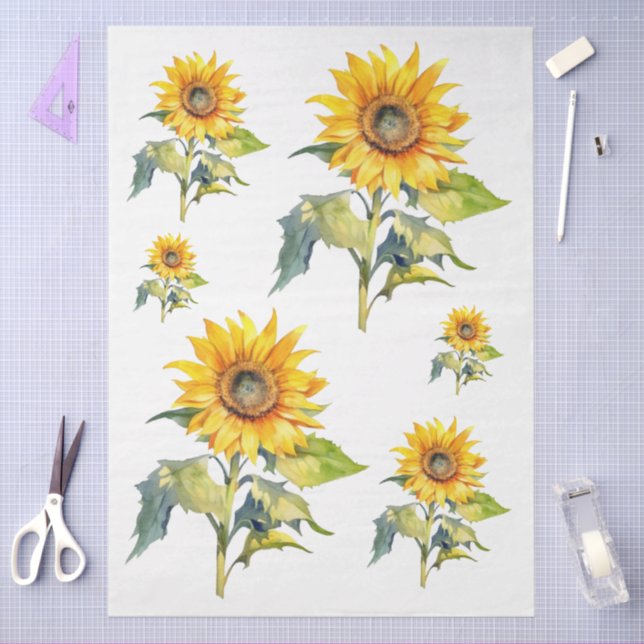 Papel De Seda Decoración de girasoles grandes (Artesanía)