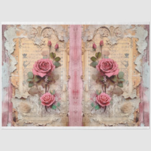 Papel De Seda Decoración De Grunge Floral Vintage Rosa