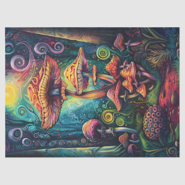 Papel De Seda Decoración de hongos psicodélicos (Anverso)