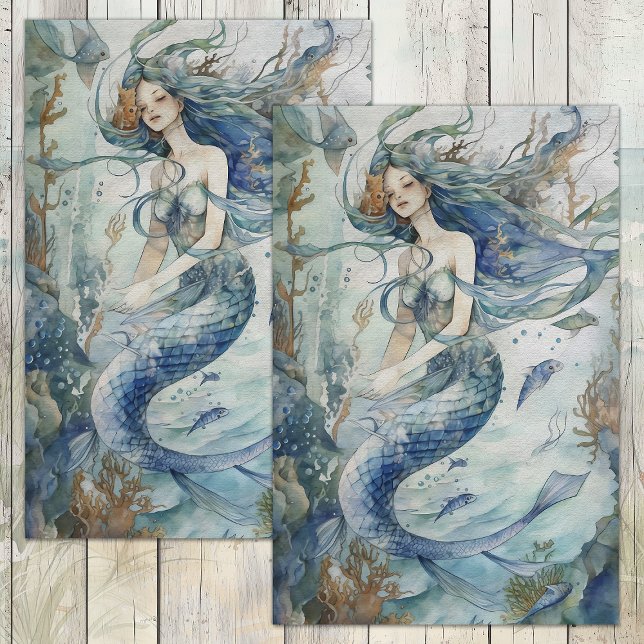 PAPEL DE SEDA DECORACIÓN DE KELP FOREST MERMAID (KELP FOREST MERMAID DECOUPAGE TISSUE PAPER)