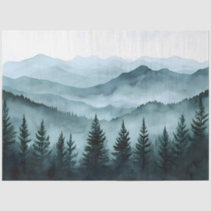 Papel De Seda Decoración de la acuarela de la Cordillera Misty