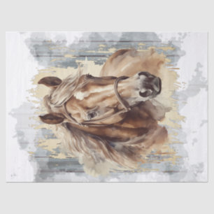 Papel De Seda Decoración de la acuarela del caballo de castaño