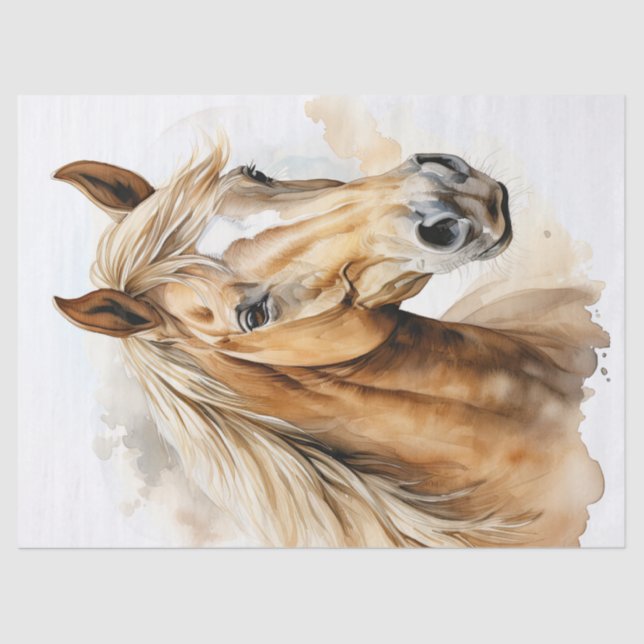 Papel De Seda Decoración de la acuarela del caballo de Palomino (Anverso)