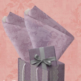 Papel De Seda Decoración de la antigua Damasco de Mauve de Vinta