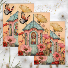 PAPEL DE SEDA DECORACIÓN DE LA CASA DE JARDÍN BLANCO