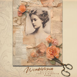 Papel De Seda Decoración de la Flor Victoriana del Éfemera del P