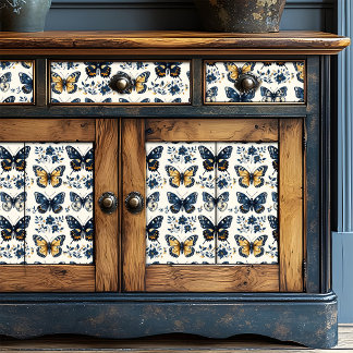 Papel De Seda Decoración de la mariposa azul de Boho Floral