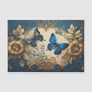 Papel De Seda Decoración de la mariposa dorada y azul