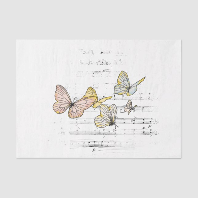 Papel De Seda Decoración de la música mariposa Pale Pastel (Anverso)