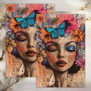 PAPEL DE SEDA DECORACIÓN DE LA NIÑA DE FLORES BOHO