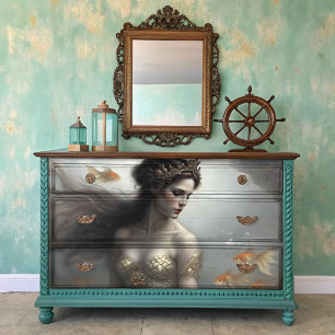 Papel De Seda Decoración de la Sirena de la Reina del Mar de Oro