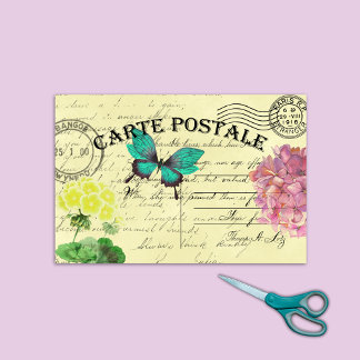 Papel De Seda Decoración de la tarjeta postal francesa floral de