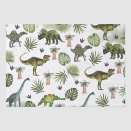 Papel De Seda Decoración de la vegetación jurásica de los dinosa