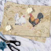 Decoración de la Vintage Pollo de gallo Hen Floral