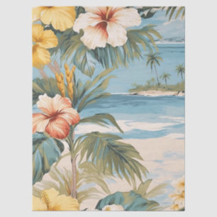 Papel De Seda Decoración de la vista tropical del océano en el p