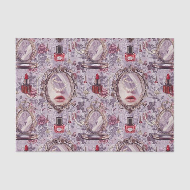 Papel De Seda Decoración de lápiz labial vanidad de maquillaje r (Anverso)