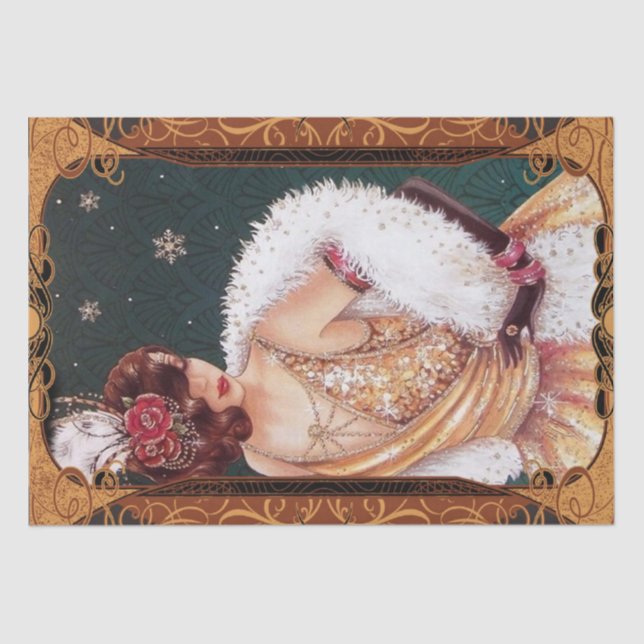 Papel De Seda Decoración de las mujeres Navidades del Art Deco (Anverso)