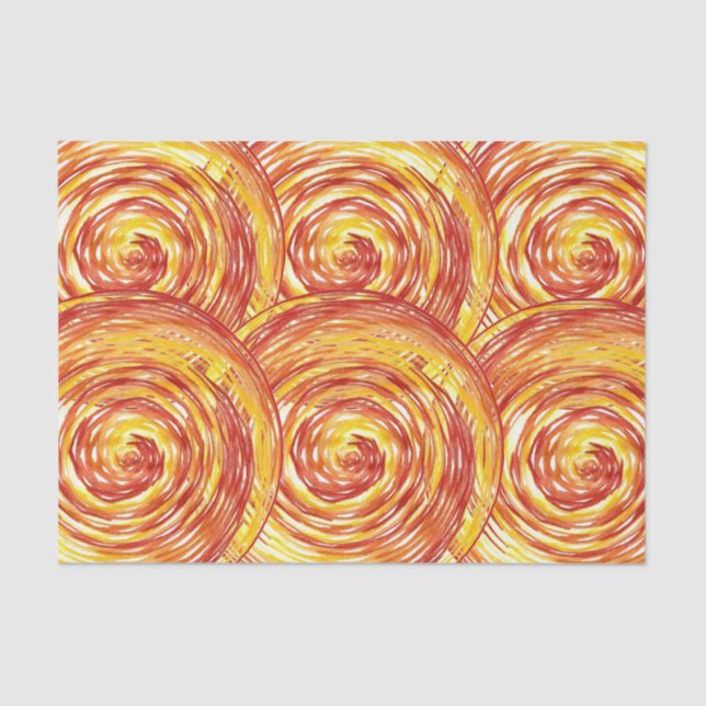 Papel De Seda Decoración de Mandala Amarilla de Naranja Rojo (Anverso)