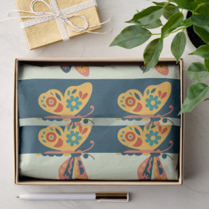 Papel De Seda Decoración de mariposa colorida con elementos flor