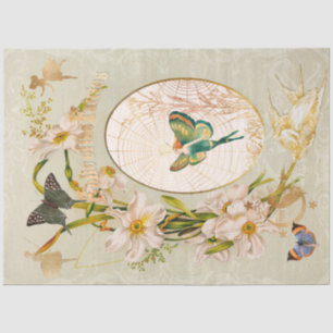 Papel De Seda Decoración de mariposa de flores de jardín de hada