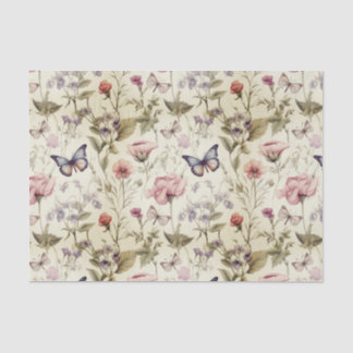 Papel De Seda Decoración de mariposas y flores antiguas