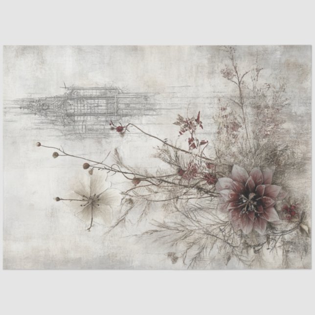 Papel De Seda Decoración de Navidades de paredes falsas antiguas (Anverso)