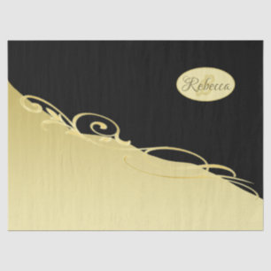 Papel De Seda Decoración de oro de lujo en oro y negro, Monogram