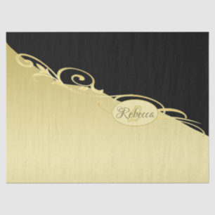 Papel De Seda Decoración de oro de lujo en oro y negro, Monogram