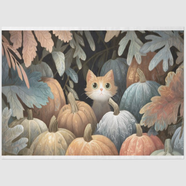 Papel De Seda Decoración de Parche de Calabaza Ginger Cat (Anverso)