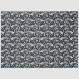 Papel De Seda Decoración de pinos azules y dorados Art Decó