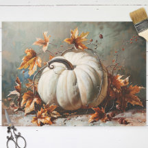 Decoración de pintura de calabaza blanca vintage
