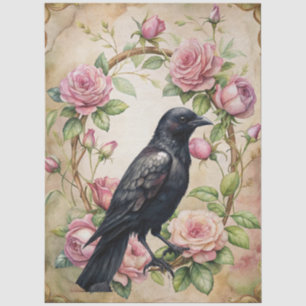 Papel De Seda Decoración de rosa rosa y raven de inspiración vin