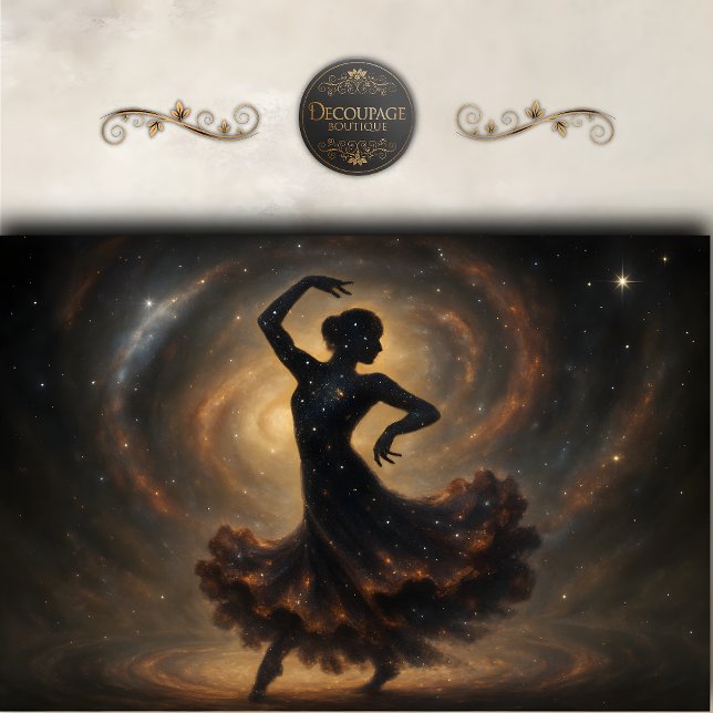 Papel De Seda Decoración de silueta de bailarina cósmica galaxia (Cosmic Dancer Galaxy Silhouette Decoupage Tissue Paper)