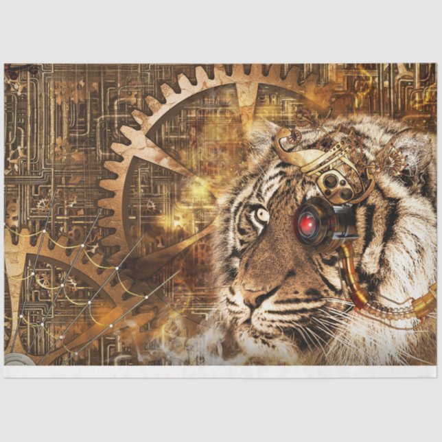 Papel De Seda Decoración de tigre de vapor Art 20x30 (Anverso)