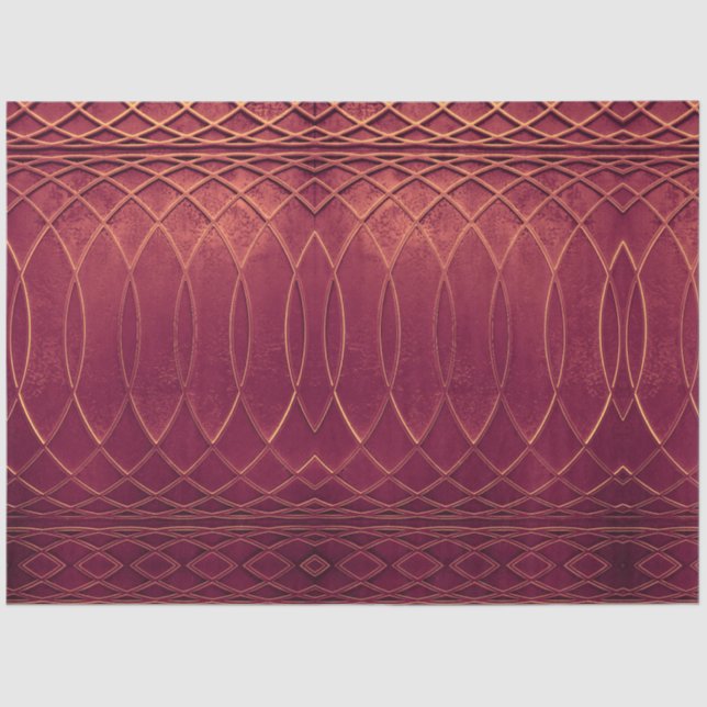 Papel De Seda Decoración de vino de Burgandy metálico Art Deco (Anverso)