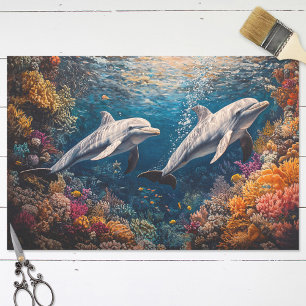 Papel De Seda Decoración del Arrecife de Coral de Dolphin Pod